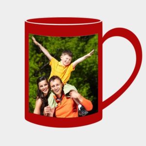 Taza mágica de cerámica con corazón sublimada con fotografía de familia