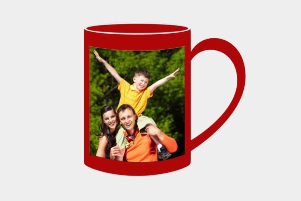 Taza mágica de cerámica con corazón sublimada con fotografía de familia