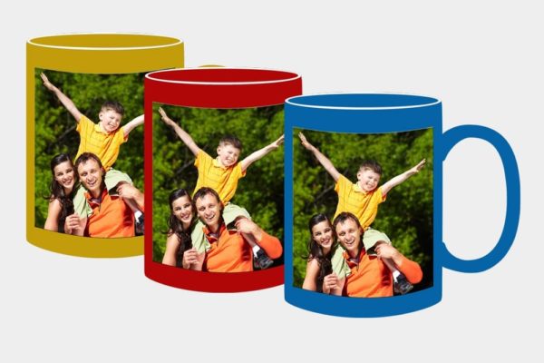 3 tazas mágicas de colores con sublimación de familia
