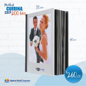 Álbum de fotos en cuerina con portada de novios