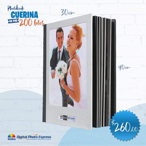 Álbum de fotos en cuerina con portada de novios