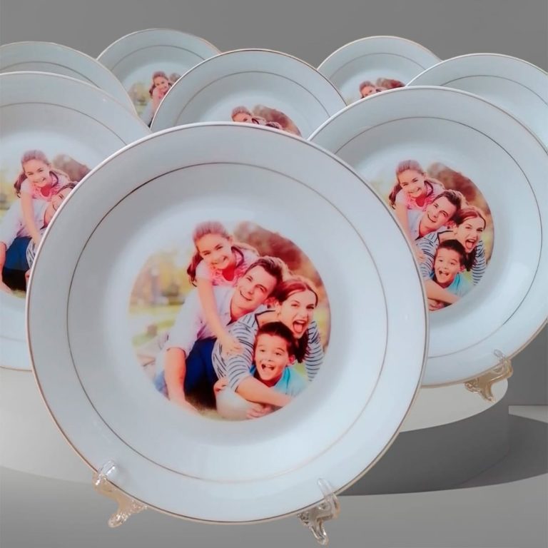 Plato de cerámica sublimado con fotografía de familia