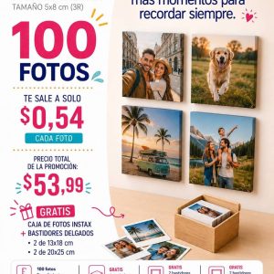 promo 100 fotos 3r instax 5x8cm + caja de fotos intax + bastidores delgados