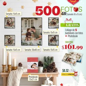 500 fotos 4r (10×15) + 1 madero moments gigante + 34 fotos polaroid