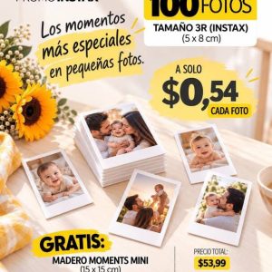 promo 100 fotos 3r instax 5x8cm + caja de fotos intax + bastidores delgados
