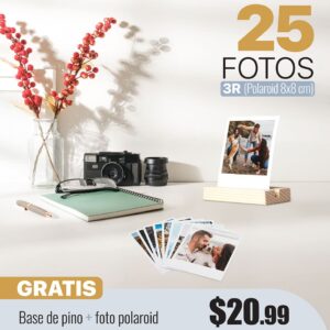 25 fotos 3r (polaroid) + base pino + foto polaroid