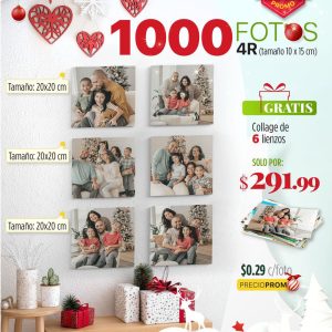 1000 fotos 4r (tamaño 10x15cm) + 1 cuadro enchapado + lámpara