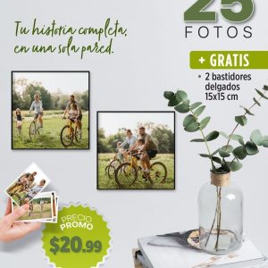 promo 25 fotos 3r instax 5x8cm + 2 bastidores delgados 15x15 cm