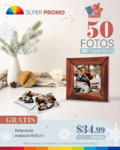 50 fotos 3r (polaroid) gratis portarretrato + ampliación 15x15cm