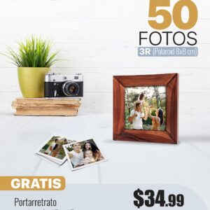 50 fotos 3r (polaroid) gratis portarretrato + ampliación 15x15cm