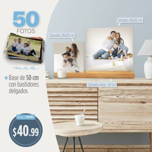 50 fotos 5r (tamaño 12.7x17.8cm) + base de 50cm con bastidores delgados
