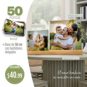 50 fotos 5r  tamaño 13x18cm + base de 50cm con bastidores delgados