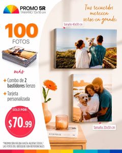 100 fotos 5r tamaño 13x18cm combo de 2 bastidores lienzo