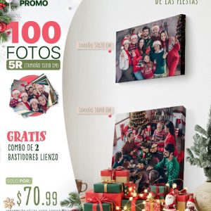 100 fotos 5r (tamaño 12.7x17.8cm) + combo de 2 bastidores lienzo 1 tamaño 30x20cm; 1 tamaño 30x40cm