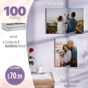 100 fotos 5r tamaño 13x18cm combo de 2 bastidores lienzo