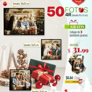 50 fotos 4r (tamaño 10x15cm) + portarretrato de temporada