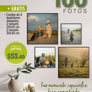promo 100 3r fotos polaroid 8x8cm + combo de 4 bastidores delgados