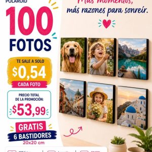 promo 100 3r fotos polaroid 8x8cm + 6 bastidores