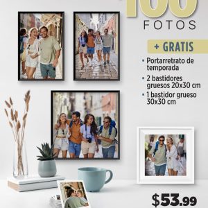 100 fotos 3r (polaroid) portarretrato de temporada + combo de bastidores gruesos