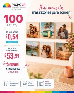 promo 100 3r fotos polaroid 8x8cm + combo de 4 bastidores delgados