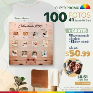 100 fotos 4r (tamaño 10x15cm) + combo de 3 bastidores