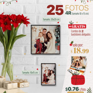 25 fotos 4r (tamaño 10x15cm) + combo de 2 bastidores delgados