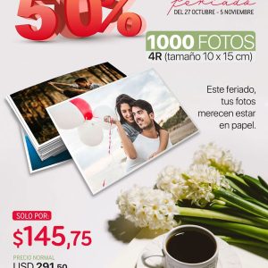50% en 1000 fotos 4r del 27 de octubre al 5 de noviembre