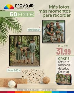 promo 50 fotos 4r tamaño 10x15cm + bastidor grueso + trípode pequeño