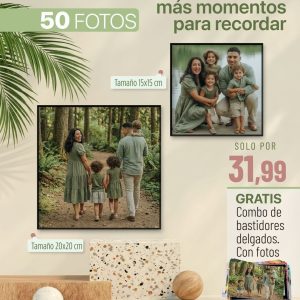 promo 50 fotos 4r tamaño 10x15cm + bastidor grueso + trípode pequeño