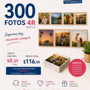 promo 300 fotos 4r tamaño 10x15 cm + combo de bastidores