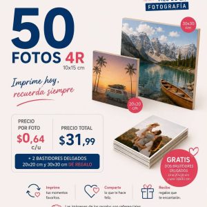 promo 50 fotos 4r tamaño 10x15cm + combo de bastidores