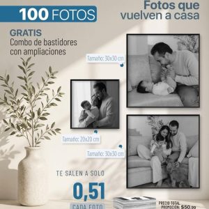promo 100 fotos 4r tamaño 10x15cm + collage de 3 bastidores gruesos+ ampliaciones