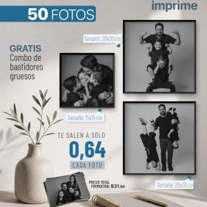 promo 50 fotos 4r tamaño 10x15cm + collage de 2 bastidores delgados con foto