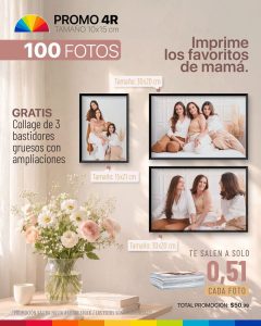promo 100 fotos 4r tamaño 10x15cm + collage de 3 bastidores gruesos+ ampliaciones