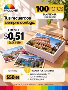 promo 100 fotos 4r tamaño 10x15cm + 1 lienzo 30x40cm