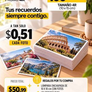 promo 100 fotos 4r tamaño 10x15cm + 1 lienzo 30x40cm