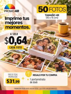 promo 50 fotos 4r tamaño 10x15cm +portarretrato de stock
