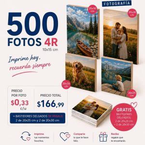 promo 500 fotos 4r tamaño 10x15cm + combo de bastidores