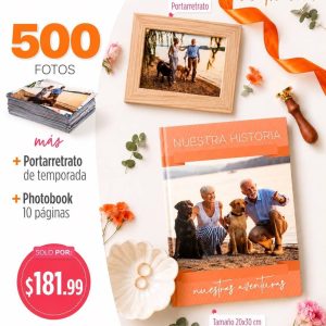 500 fotos 5r tamaño 13x18cm + portarretrato + photobook