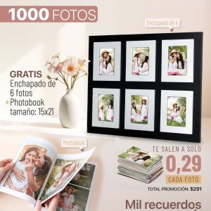 promo 1000 fotos 4r tamaño 10x15cm + enchapado de 6 fotos + fotos profesionales en estudio