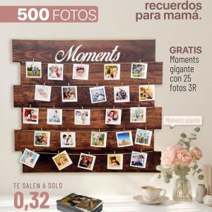 promo 500 fotos 4r tamaño 10x15cm + moments gigante con 25 fotos 3r