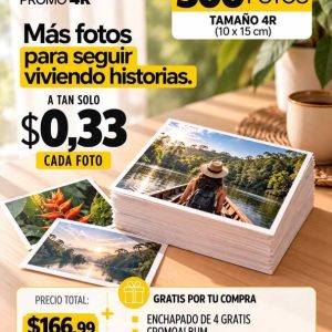 promo 500 fotos 4r tamaño 10x15cm + marco enchapado de 4 + gratis foto digital de estudio