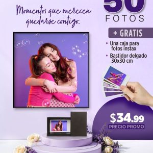 Promo 50 3R fotos instax 5x8cm + Una caja para fotos instax + Bastidor delgado 30x30cm