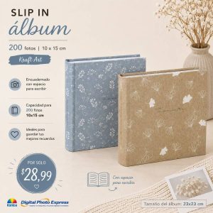 kraft art slip in álbum for 200 photos 10x15 cm bookbound